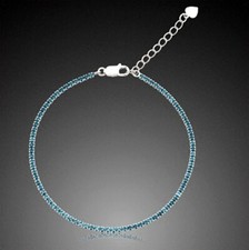 925 ECHT SILBER RHODINIERT *** Zirkonia hellblau Tennis-Armband Armkette 18-21cm