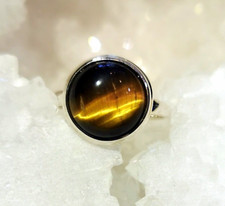 Ring mit Tigerauge, 925er Silber, Gr 18,1 - Braun