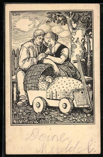 Künstler rudolf schiestl - künstler-ak,