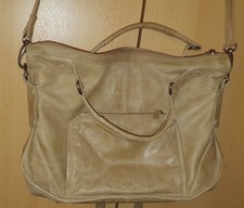 VOI Leder Henkel/Schulter Tasche beige Umhängetasche