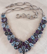 Collier 66 Edelsteine Amethyst