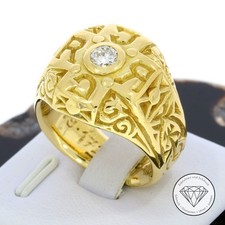 Wert 12.750,- Massiver Solitär Brillant Siegel Ring 0,35ct 750 / 18 Kt Gold xxyy