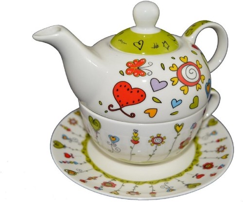 Teekannen set mit tasse - mit, tasse+teller