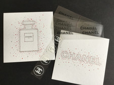 2x Chanel Grußkarte "Flakon" und "Chanel"  ( je 1 Blatt)  & 14 Aufkleber