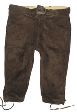 Herren- Trachtenhose / Trachten- Kniebund- LEDERHOSE in braun- oliv ca. Gr. 50