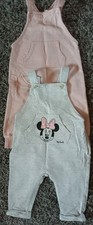 Baby Latzhose 2x. GR 74, H&M. Disney, Minni Mouse U. Uni. Rosa, Hellgrau, Baumw.