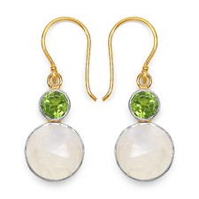 Design pur 12 Carat Mondlichttopas, Peridot Ohrhänger, 925 Silber vergoldet