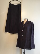 Kostüm Leinen - Zweiteiler -Blazer u. Rock-Aubergine - Gr. M- L - v. Macleod- NW