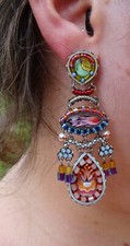 Ayala Bar Ohrringe, Emaille unter Glaseinschluss, Perlen, Kristalle, Neu