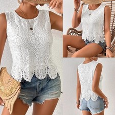 Stylische weiße Weste mit Spitze für Damen perfekt für Frühlings- und Sommer