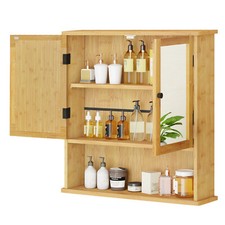 EUGAD Badezimmerschrank & hängeschrank bad Spiegelschrank Wandschrank aus Bambus