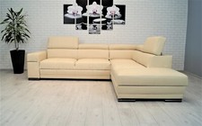 Creme echtleder ecksofa - creme,