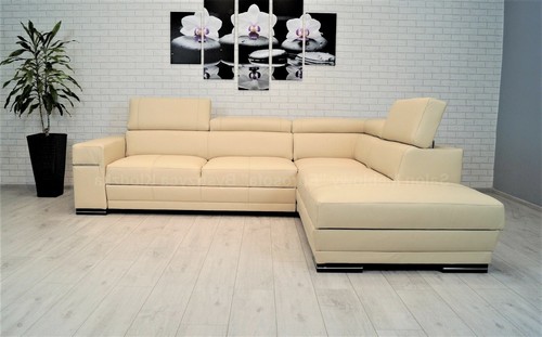 Creme echtleder ecksofa - creme,