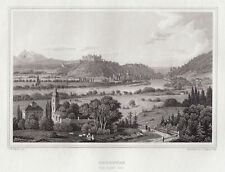 Salzburg Gesamtansicht Original Stahlstich Poppel 1840