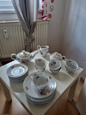 Kaffeservice KPE Porzellan  Goldrand Blumenmuster