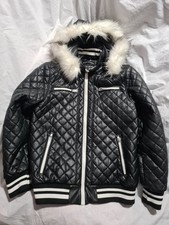 Lederjacke Kunstleder Gr. L  Much & More schwarz Jacke Winter  PU, Fell Kapuze 