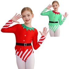 DE Mädchen Weihnachtselfen Elfen Kostüm Weihnachten Outfits Ballett Tanz Overall