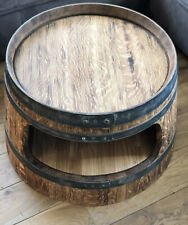 Weinfass Couchtisch mit Einlegeboden, runde Ecken, rustikal