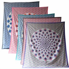 Pfauenfeder Tagesdecke - Wandbehang - Dekodecke - div. Farben 210 x 230 