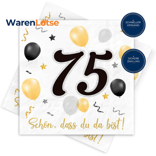 Servietten geburtstag 30 - 75.,