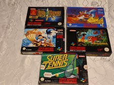 5 SNES Spiele, Lord of The Rings,Aladin, Pinocchio,Das Dschungelbuch,Supertennis