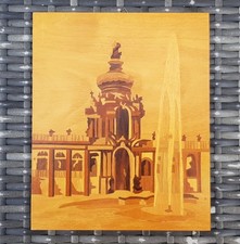 Altes Wandbild Intarsienbild Holz 20,5x25 cm Dekoration Deko DDR