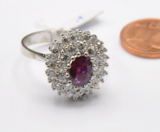 Weißgold Ring Rubin Brillant