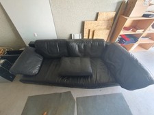 Große Designercouch Leder schwarz – 230cm – mit Rundung – guter Zustand