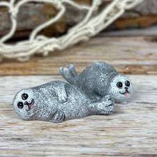 2er-Set Deko Seehund grau