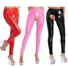 Damen Clubwear Lackleder Leggings Sexy Strumpfhosen Pole Dance Lederhose Mode