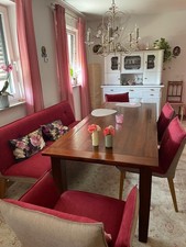 ess-zimmer tisch massiv holz mit 4 stühlen und 1 Polsterbank für  6 - 8 Personen