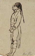 A. RAMBERG (1819-1875), Mann mit Zipfelmütze, ganzfigurig, Federzeichnung