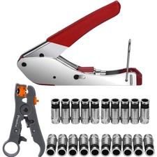 Kompressionszange Set Crimpzange Abisolierwerkzeug RG59 RG6 F-Stecker Koaxial...