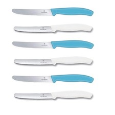 Victorinox 6 Stück Tafelmesser Brotzeitmesser Messer Tomaten (Karbikblau/Weiß)