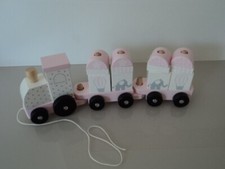 Holzzug mit Bausteinen Zug aus Holz Holzeisenbahn Motorik Holzspielzeug *TOP