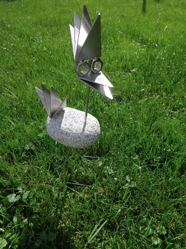 Edelstahl vogel steinvogel - edelstahl,
