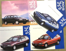 4x Peugeot 405 Break Prospekte Brochures von 1993, 20 + 12 + Farbkarte (P)