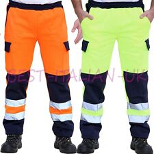 HI VIS VIZ JOGGER ARBEITSKLEIDUNG SCHMALE PASSFORM HOSE SICHERHEIT JOGGINGHOSE SWEAT Herren