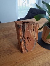 DEKO Holzklotz STELE 15x15cm EDELHOLZ hohl Baumkante RINDE DIY BASTELN Zwetschge