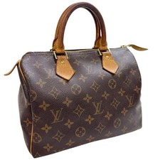 Louis Vuitton Speedy 25 M41528 Monogram Braun PVC Leder Handtasche Goldfarben