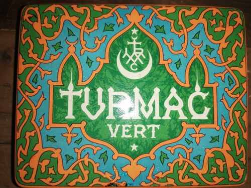 Antike blechdose turmac 100 - blechdose,