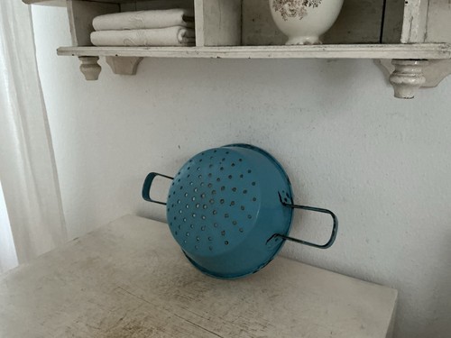 Altes emaille sieb shabby - altes,