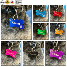Hundemarke,Katzenmarke, Knochen mit Gravur , beidseitig, 3,8x2,5 cm L0001