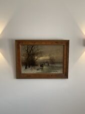 Johann Jungblut Ölgemälde Winterlandschaft in der Dämmerung 