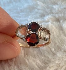 585 Gold Ring 585 Rotgold Ring mit Granat Und Rauchtopas Neu