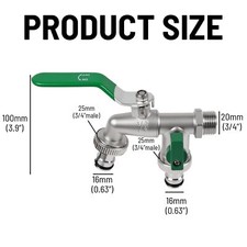Doppel Wasserhahn Garten 1/2, 3/4 Zoll Anschluss Kugelhahn Messing Auslaufhahn