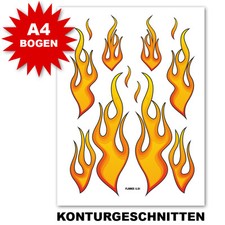 FLAMMEN AUFKLEBER |  FEUER STICKER | NEU A4 | HELM FAHRRAD LAUFRAD & BOBBYCAR