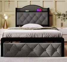 Polsterbett Kinderbett Jugendbett mit USB Typ C und Schubladen 90x200cm gebr.