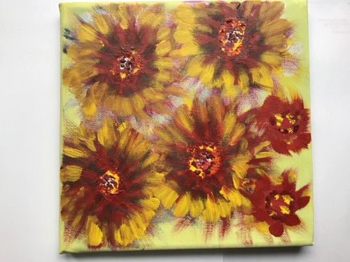 Gelbrote blüten acryl auf - blÜten,