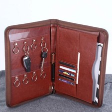 A4 Aktenordner PU Leder Business Aufbewahrung Manager mit Taschenrechner Reißverschluss Ordner